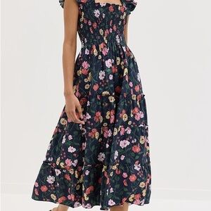 Hill House Ellie Nap Dress - Navy Peony Bouquet (Sateen)